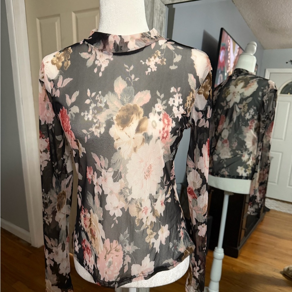 Floral Sheer Long Sleeve Top